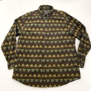 Woolrich Aztec Blanket Shirt Cotton Button Down Mens XL Green Southwest Western